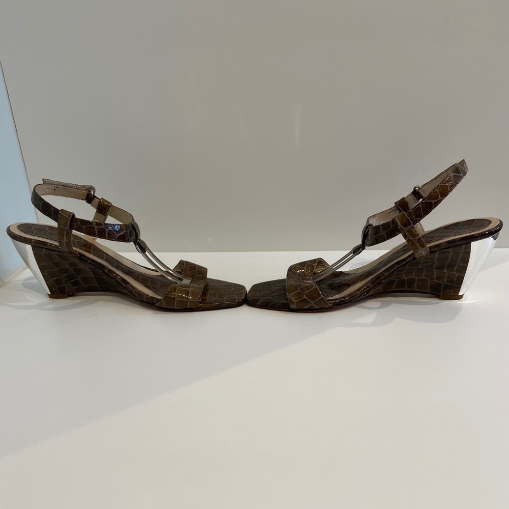 Made in Italy patent leather wedges.  Size 8M.